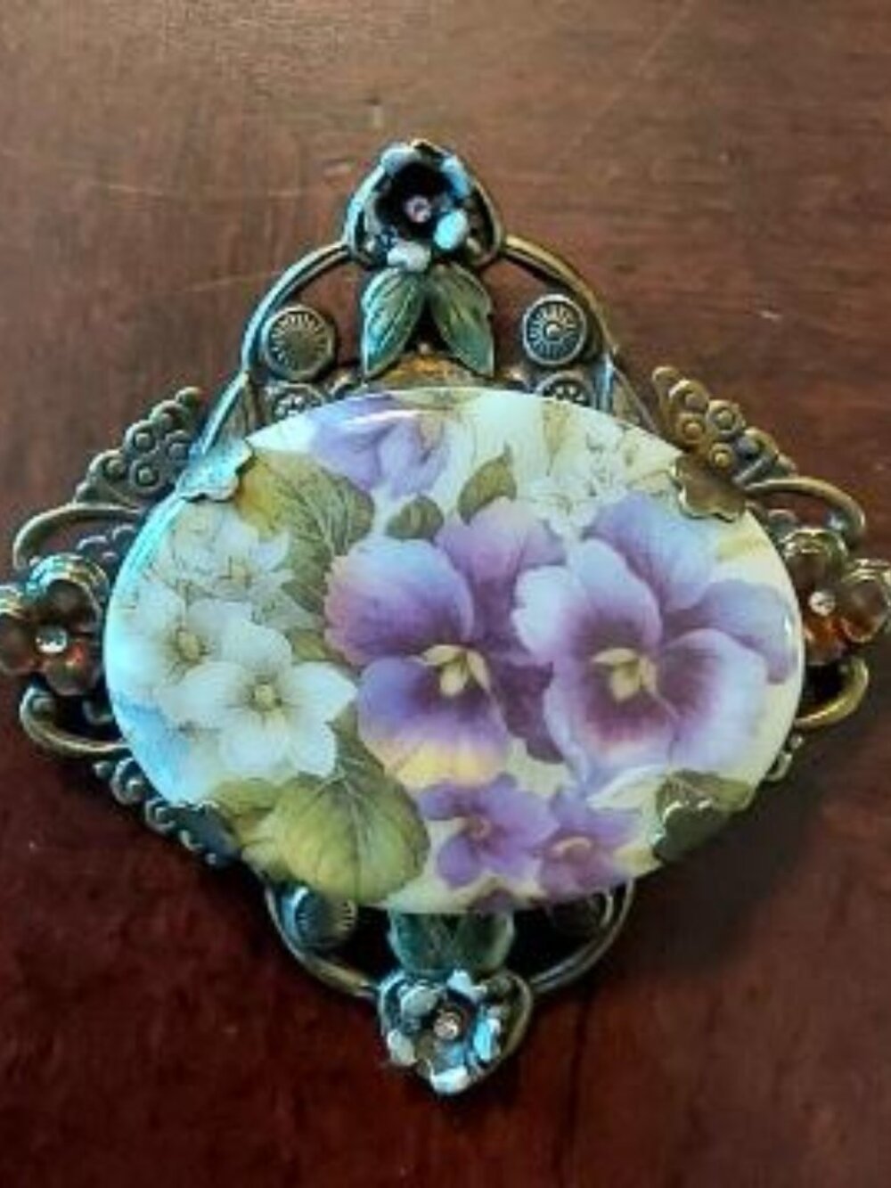 Sweet Romance Porcelain Pansy Brooch